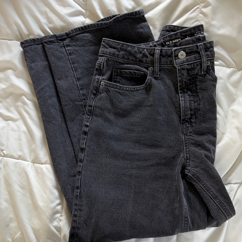 Old Navy black faded extra high-rise wide leg jeans